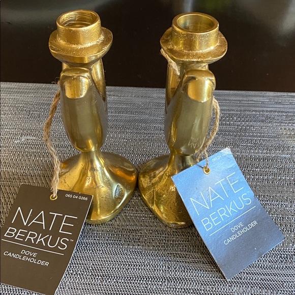 NWT Nate Berkus Bronze Gold Dove Taper Candleholders. Set of 2. - Picture 6 of 10